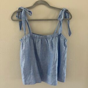 J. Crew linen Blue tie tank top